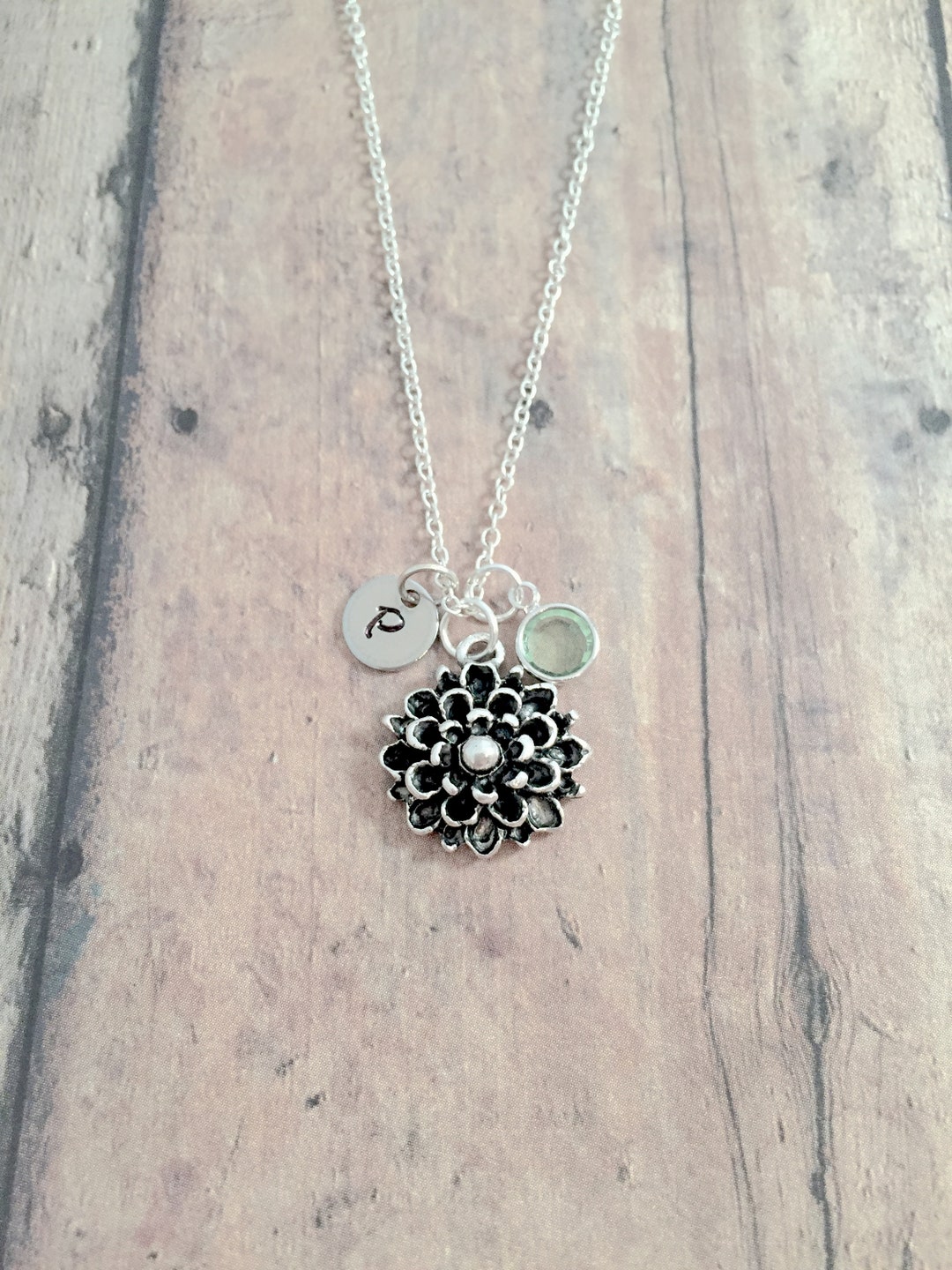 Chrysanthemum Initial Necklace Chrysanthemum Jewelry Mum Etsy