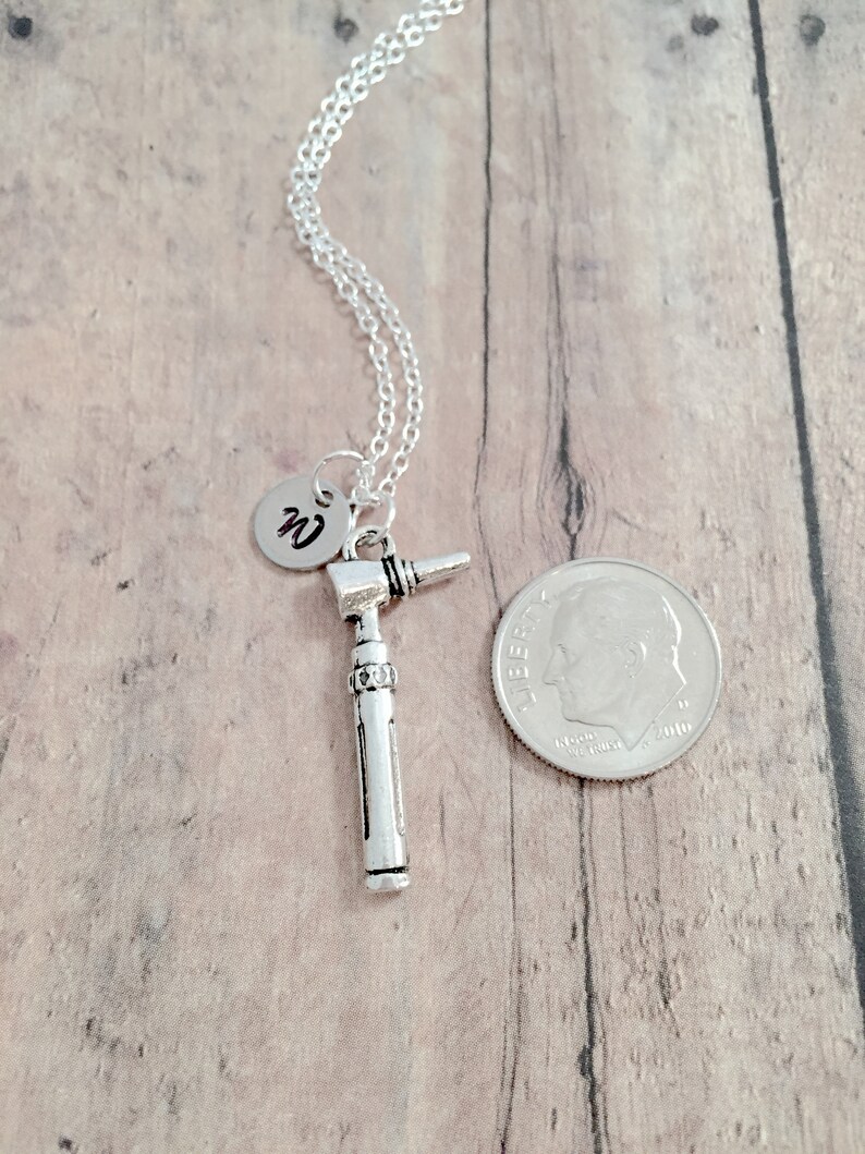 Otoscope Initial Necklace Otoscope Jewelry Audiologist Etsy