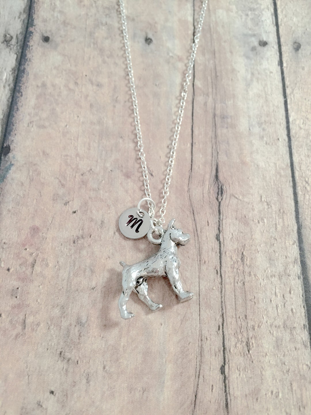 Boxer Dog Initial Necklace Boxer Jewelry, Dog Breed Jewelry, Boxer Dog