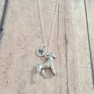Boxer dog initial necklace - boxer jewelry, dog breed jewelry, boxer dog jewelry, boxer dog gift, boxer necklace, boxer gift, dog breed gift