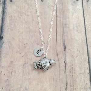Cat Fish Initial Necklace: Fairy Tale Jewelry