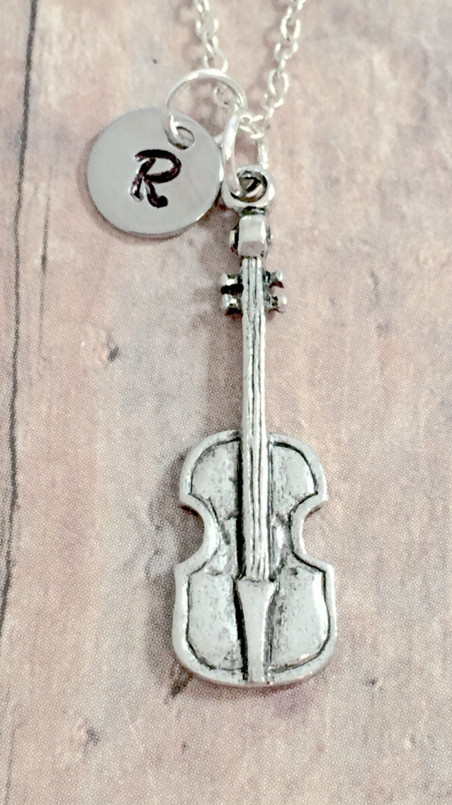 Violin Initial Necklace Violin Jewelry Music Jewelry Etsy