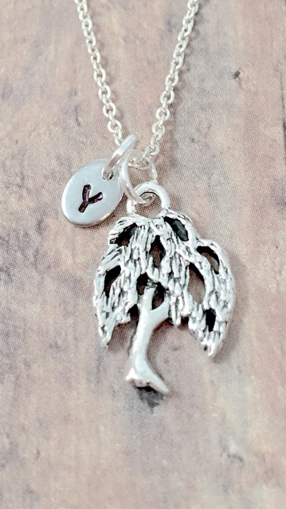 Weeping Willow Initial Necklace Weeping Willow Jewelry Tree