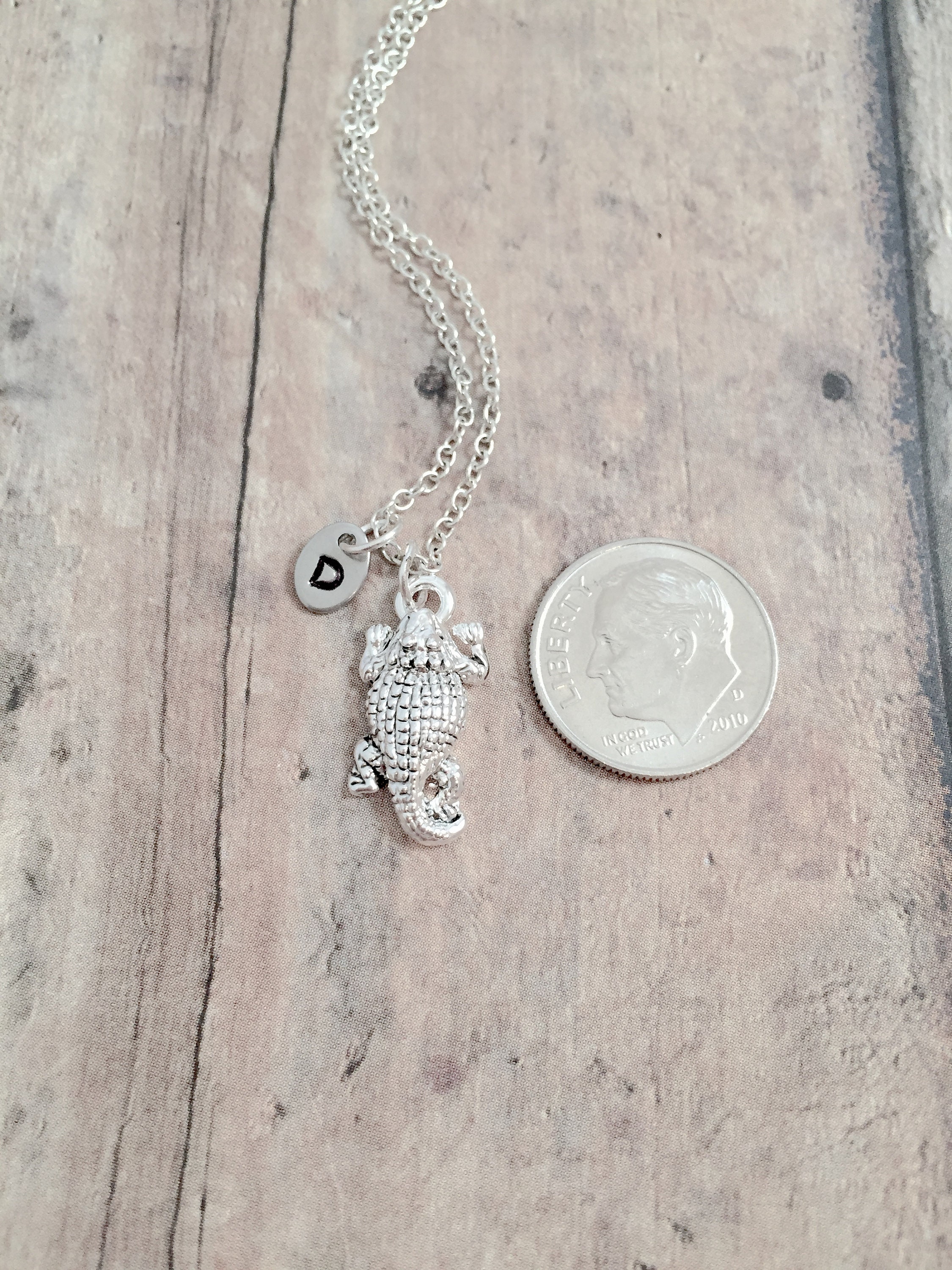 Horned frog initial necklace horned lizard jewelry horned Etsy Nederland