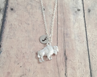 Buffalo Initial Necklace: Bison Jewelry, Southwestern Necklace