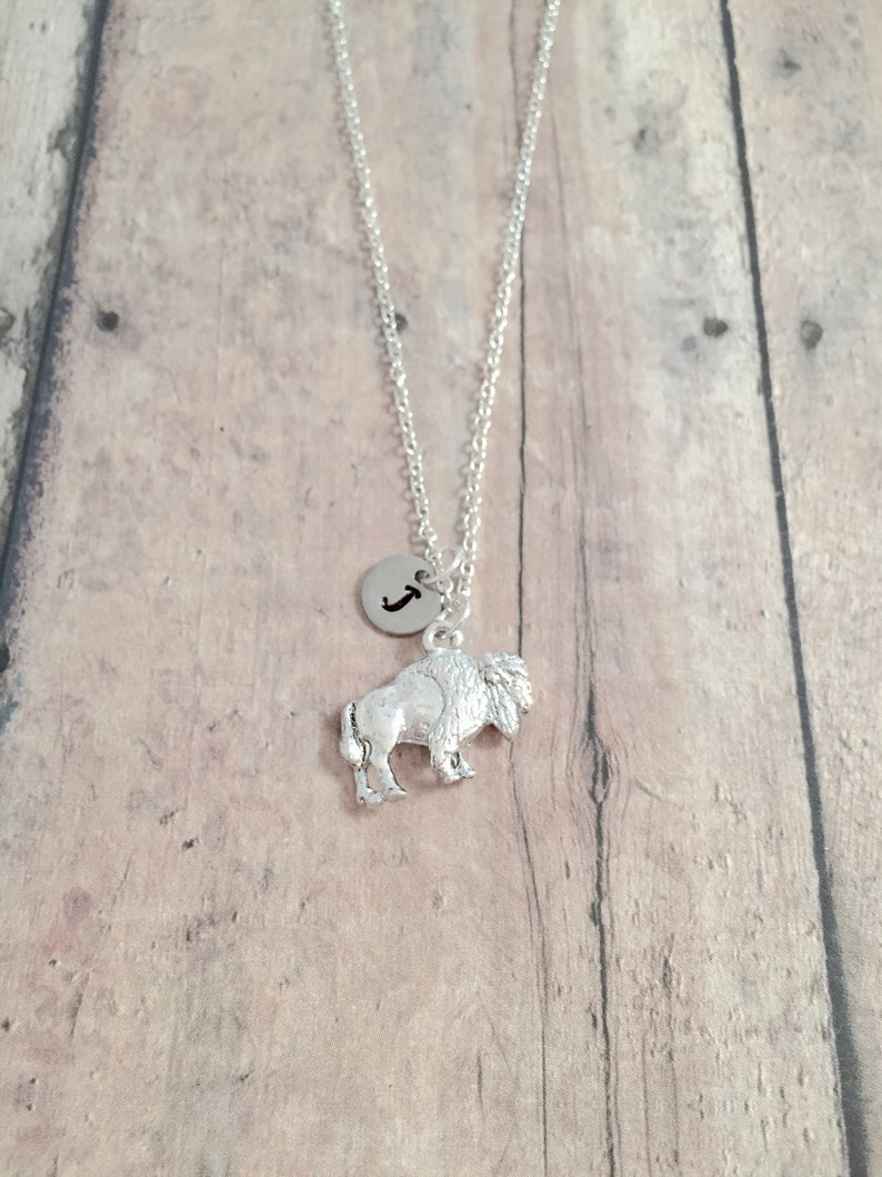 Buffalo initial necklace buffalo jewelry bison jewelry New Etsy