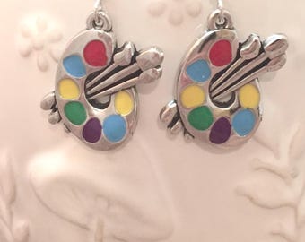 Paint Palette Earrings: Artist Jewelry, Painter Earrings