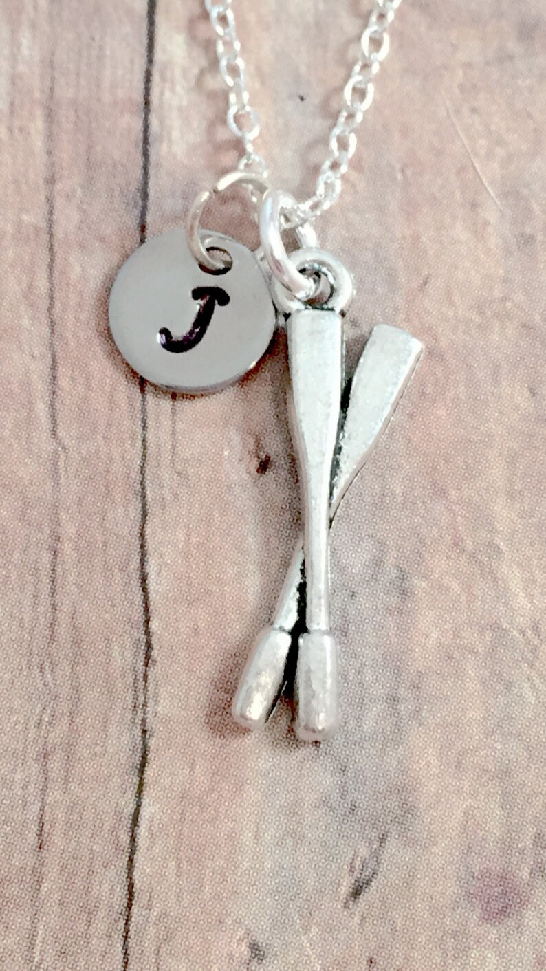Oars initial necklace oars jewelry rowing jewelry crew Etsy
