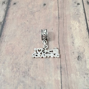 I love scrapping pendant (1 piece) - silver scrapbooking charm, scrapbooking pendant, scrapbooker gift, scrapbooking jewelry, scrapper charm