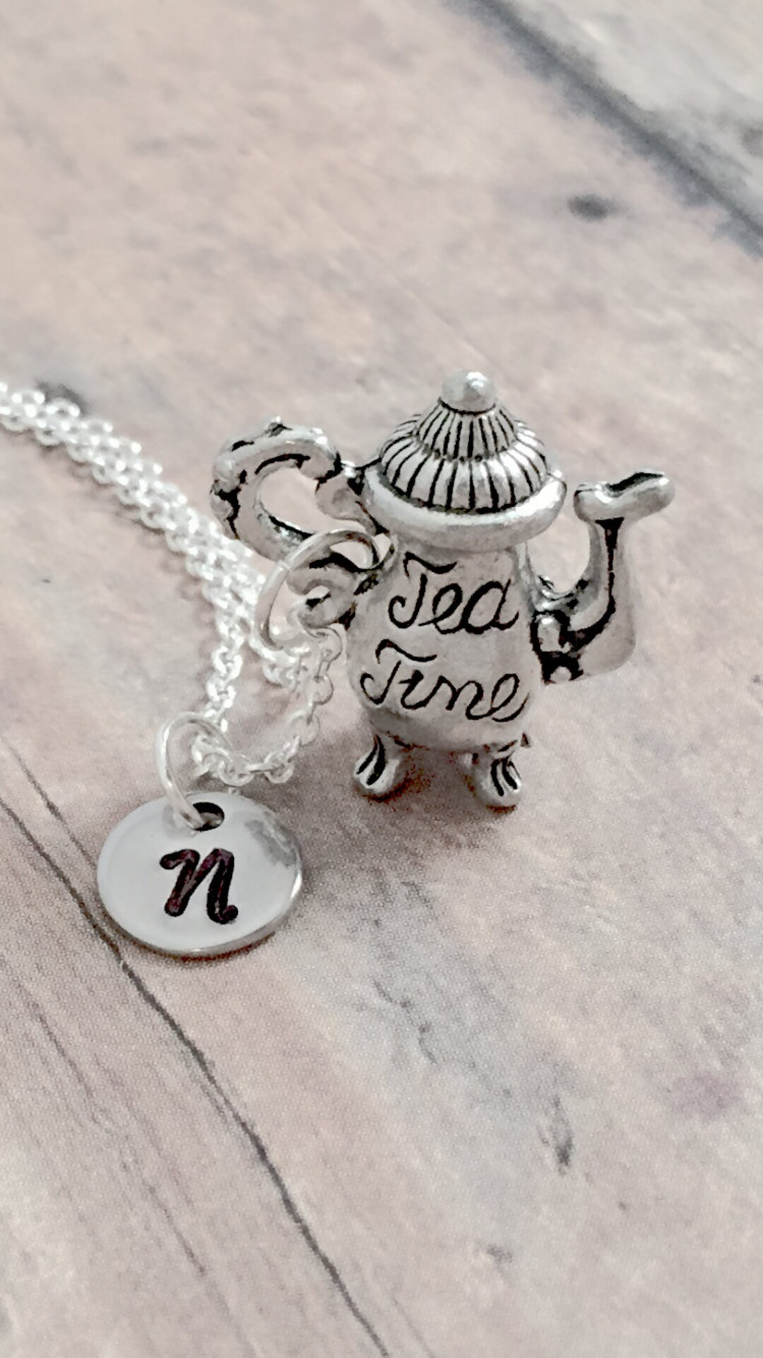 Teapot Initial Necklace Teapot Jewelry, Tea Kettle Jewelry, Tea Jewelry