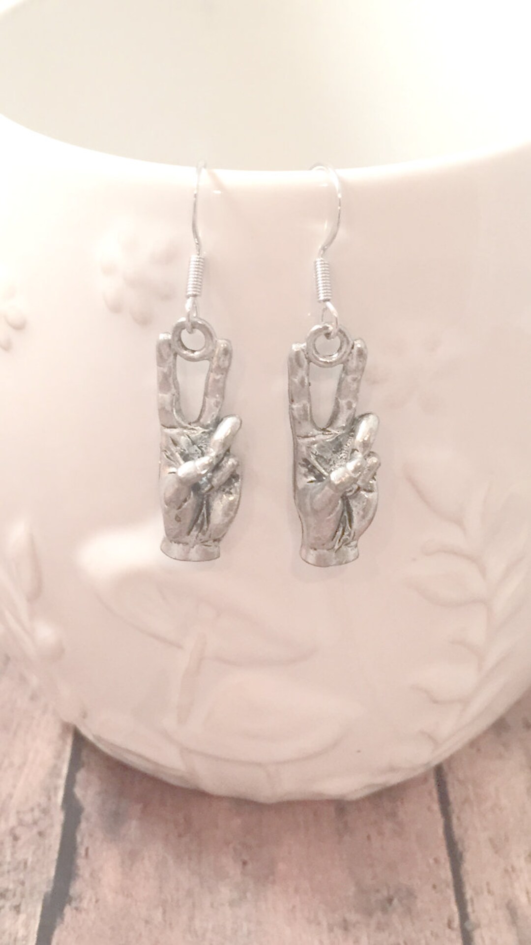 Mixed Metal Peace Sign Earrings