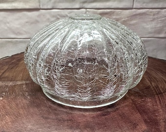 Vintage Crackle Glass Ceiling Light Shade Clear Ribbed Flush Mount Replacement Globe