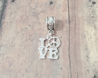 Peace and Love Pendant: Hippie Jewelry Charm