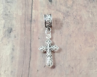 Cross pendant (1 piece)- silver cross charm, religious charm, Christian charm, cross gift, religious pendant, Christian gift, religious gift