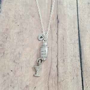 Martini Necklace: Cocktail Shaker Jewelry, Bartender Necklace