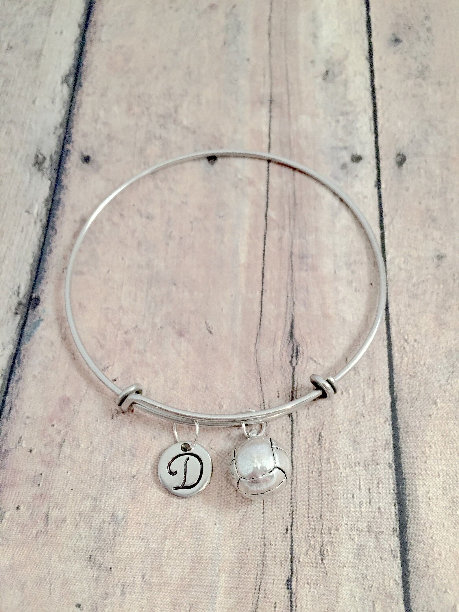Water Polo Initial Bangle Water Polo Jewelry Water Sports Etsy