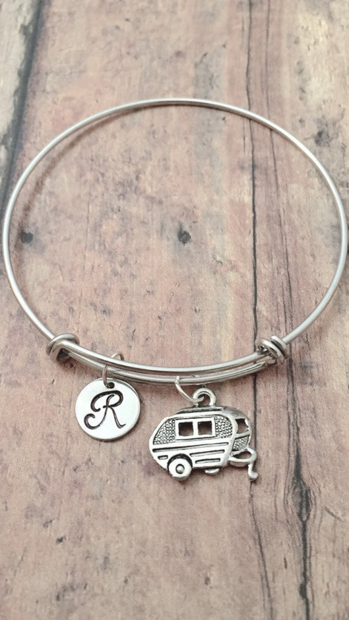 Camper initial bangle camper jewelry RV jewelry tiny house Etsy