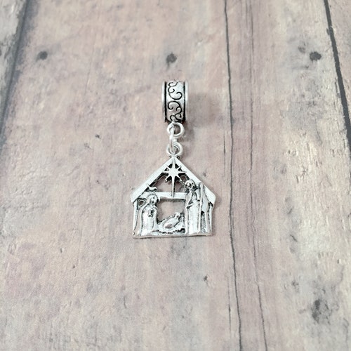 Nativity Pendant: Christmas Jewelry, Religious Charm