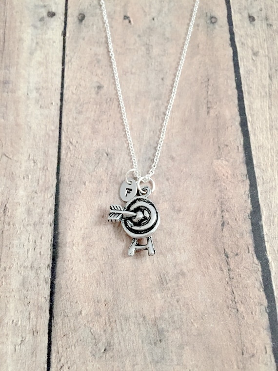Initial Necklace Archery Jewelry Target 