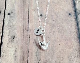 ASL "I Love You" Initial Necklace: Sign Language Jewelry