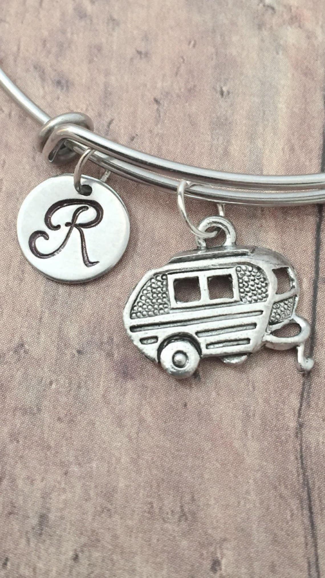 Camper Initial Bangle Camper Jewelry RV Jewelry Tiny House Etsy