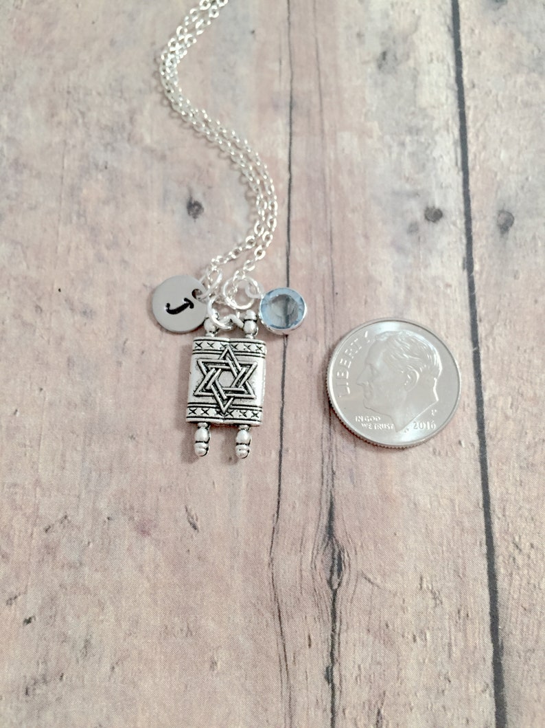 Bat mitzvah jewelry Torah jewelry Judaic necklace Torah initial necklace religious jewelry Torah gift Torah necklace Jewish jewelry