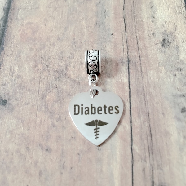 Diabetes pendant (1 piece) - silver diabetes charm, medical charm, diabetic charm, diabetes pendant, medical pendant, diabetic gift