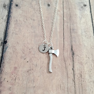 Axe Initial Necklace: Lumberjack Jewelry, Logging Pendant