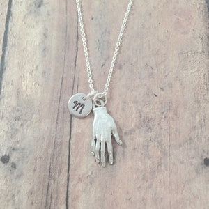 Palm reading initial necklace - palm reader jewelry, lifeline necklace, palmistry necklace, palm reading gift, fortune telling jewelry