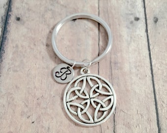 Celtic knot initial key ring - Celtic knot keychain, Celtic key ring, knot key ring, Celtic knot pendant, Irish key ring, Gaelic key chain