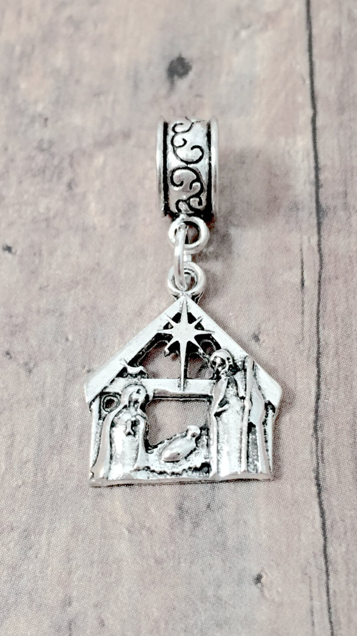 Nativity Pendant 1 Piece Silver Nativity Charm Christmas Etsy