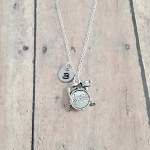 Drum set initial necklace - drum set jewelry, music jewelry, band jewelry, drummer gift, drum necklace, drum set pendant, drum gift