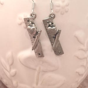 Ruler Earrings: Pewter Teacher Appreciation Jewelry