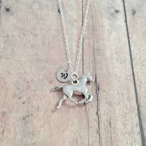 Horse initial necklace - horse jewelry, western jewelry, equestrian jewelry, horse necklace, western necklace, horse pendant, horse gift