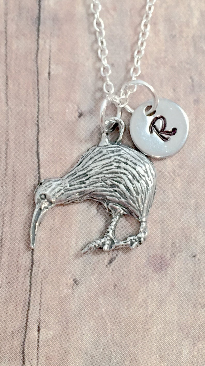 Kiwi Initial Necklace Kiwi Jewelry New Zealand Jewelry Etsy