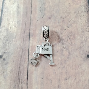 Mailbox Pendant: Pewter Mail Carrier Charm with European Bail