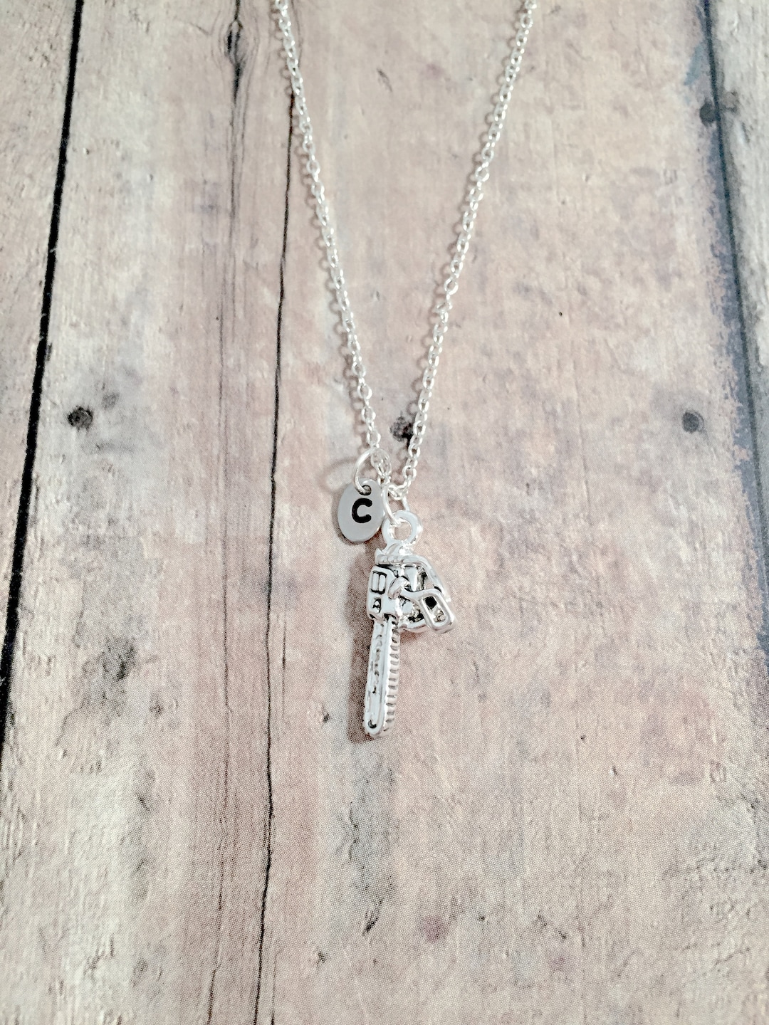 Chainsaw Initial Necklace Chainsaw Jewelry Power Tool Etsy