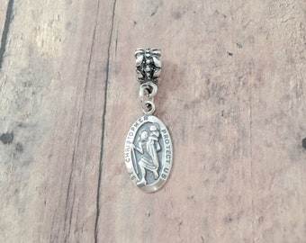 Saint Christopher pendant (sterling silver) - silver Saint Christopher jewelry, religious jewelry, Catholic jewelry, St. Christopher gift
