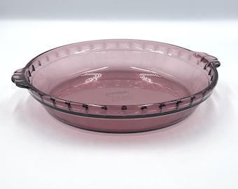 Vintage Pyrex Cranberry Glass Pie Plate 9.5 Inch Baking Dish USA