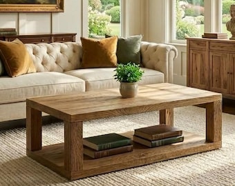 Rustic Coffee Table for Living Room, Handmade Reclaimed Wood, Barnwood Coffee Table, Wabi-Sabi Rustic Natural Finish, Gift for Her/Woman