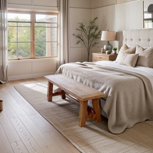 Handgemaakte bedbank in queen- of kingsize bed - slaapkamer elegantie en comfort, massief houten bedbank, cadeau voor haar/vrouw