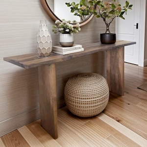 Oak Wood Rustic Reclaimed Console Table, Farmhouse Hallway Entryway Furniture, Customizable Handmade Sofa Table, Gift for Her/Woman