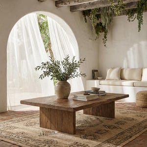 Rustikt soffbord för vardagsrum, handgjort återvunnet trä, soffbord i ladugårdsträ, rustik naturlig finish, present till henne/kvinna