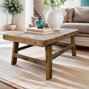 Rustic Coffee Table for Living Room, Handmade Reclaimed Wood, Barnwood Coffee Table, Rustic Natural Finish, Gift for Her/Woman