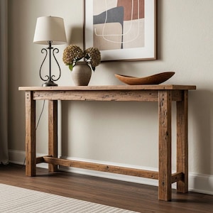 Rustic Console Table with Reclaimed Wood, Farmhouse Hallway Entryway Furniture, Customizable Handmade Sofa Table, Narrow Console Table