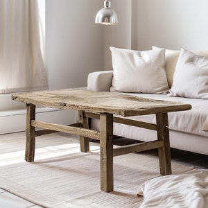Rustic Coffee Table for Living Room, Handmade Reclaimed Wood, Barnwood Coffee Table, Baroque Rustic Natural Finish, Gift for Her/Woman