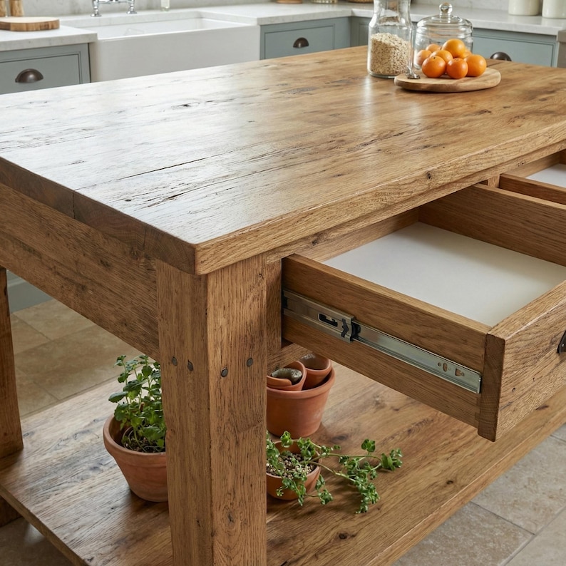 Reclaimed Wood Kitchen Island Rustic Counter Height Kitchen Table ...