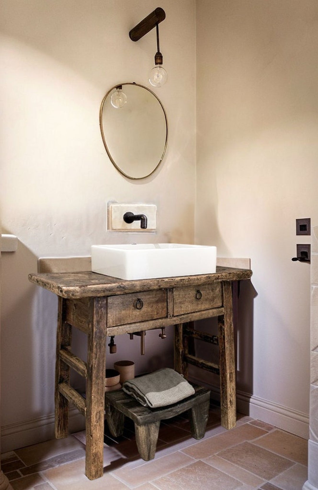 Unique Bathroom Rustic Vanity With Reclaimed Wood - Solid Barnwood Farmhouse Decor for Your ...