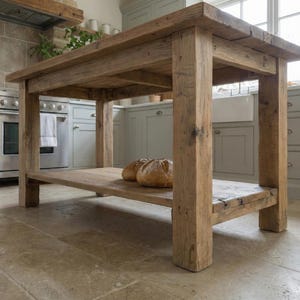 Rustic Kitchen Island with Reclaimed Wood Counter Height Kitchen Table, Custom Farmhouse Kitchen Island Wood, Handmade Counter Height Table Bild 6