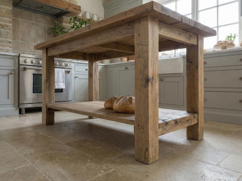 Rustic Kitchen Island with Reclaimed Wood Counter Height Kitchen Table, Custom Farmhouse Kitchen Island Wood, Handmade Counter Height Table Bild 6